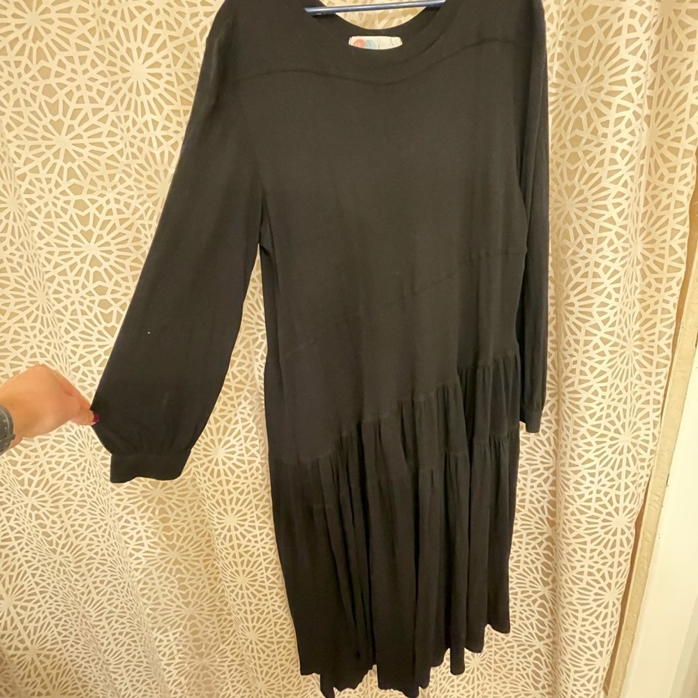 Free People Beach Black Long Sleeve Dress